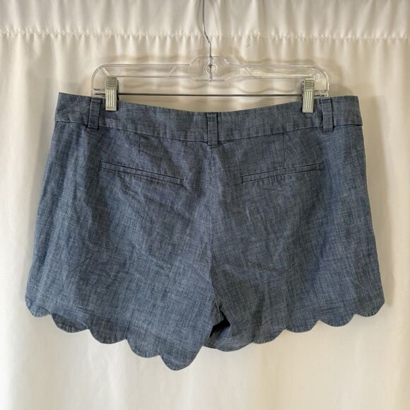 J. Crew Shorts Women's 12 Blue Flat Front Slit Pockets 4" Inseam 100% Cotton - Picture 7 of 8